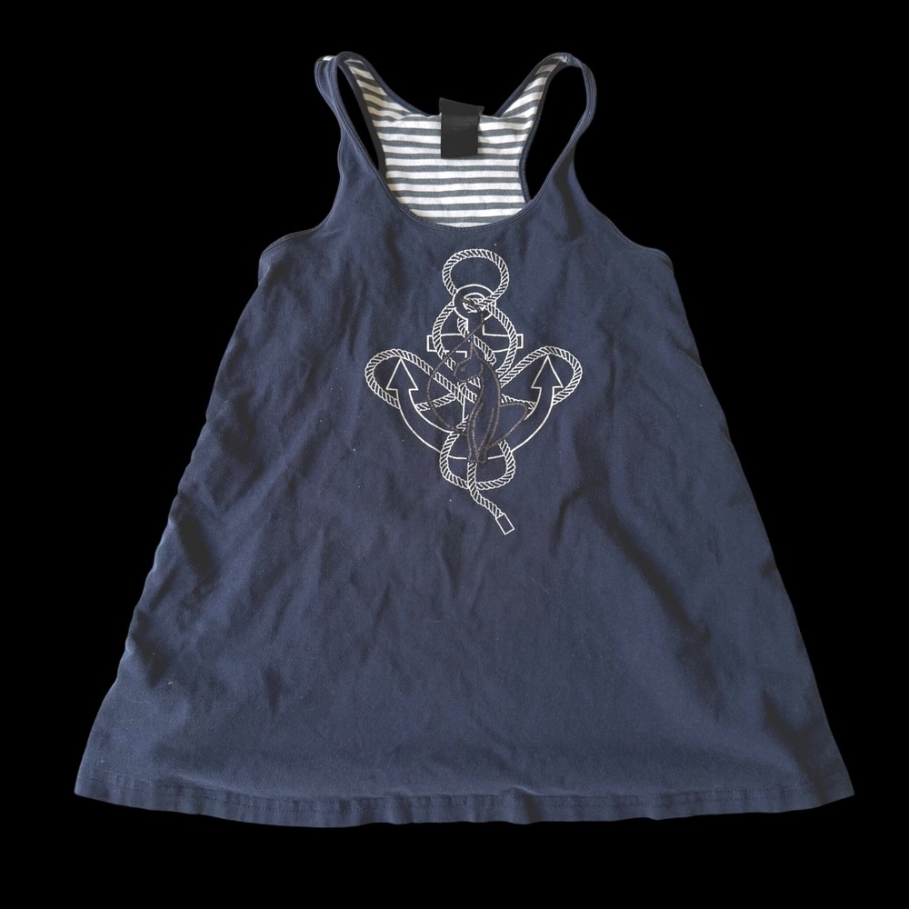 Y2K Baby Phat Intimates Navy Blue Anchor Racerback‎ Tank Top Striped Back